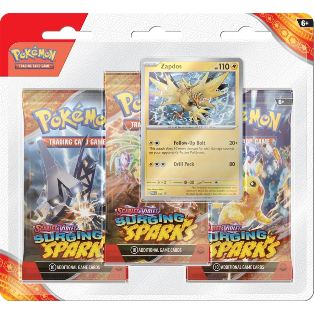 Pokémon TCG: Scarlet & Violet Surging Sparks 3-Pack Blister (Zapdos/Quagsire)