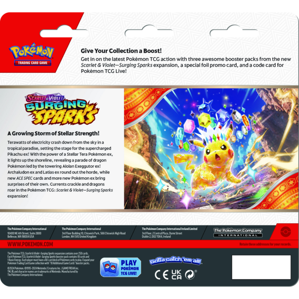 Pokémon TCG: Scarlet & Violet Surging Sparks 3-Pack Blister (Zapdos/Quagsire)